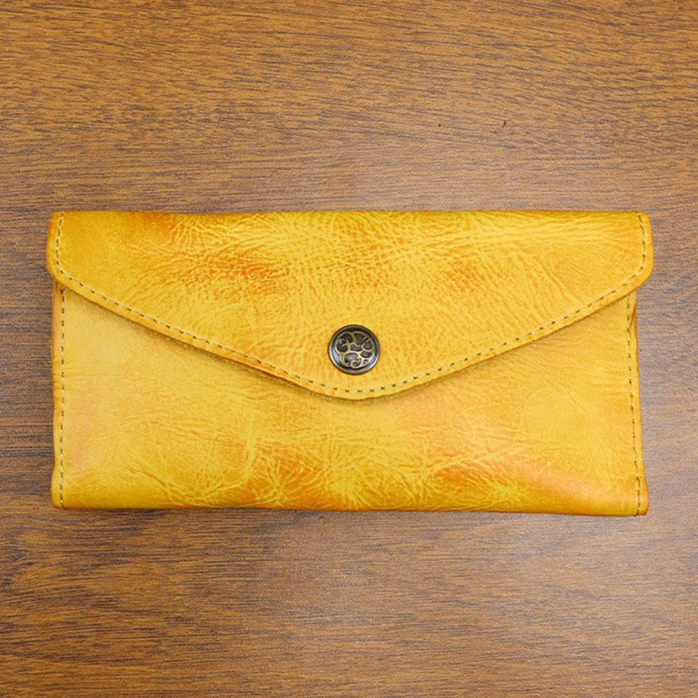 Genuine Leather Retro Men Handmade Wallet Handbag High Quality Phone Pocket Simple Card Bag Big Capacity Male Purses