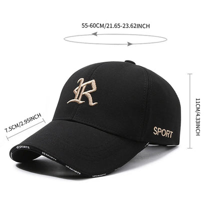 Fashionable letter R embroidered baseball cap for men and women, hip-hop trend for spring, summer, autumn, outdoor adjustable ca