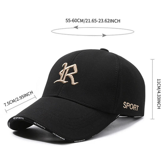Fashionable letter R embroidered baseball cap for men and women, hip-hop trend for spring, summer, autumn, outdoor adjustable ca