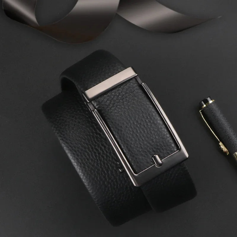 Premium Top Layer Cowhide Men'S Belt - Soft, Durable & Stylish With Automatic Alloy Buckle For Business Wear