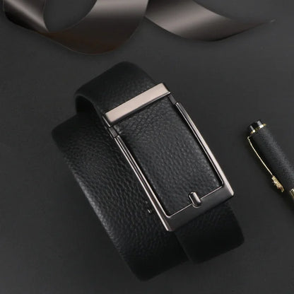 Premium Top Layer Cowhide Men'S Belt - Soft, Durable & Stylish With Automatic Alloy Buckle For Business Wear