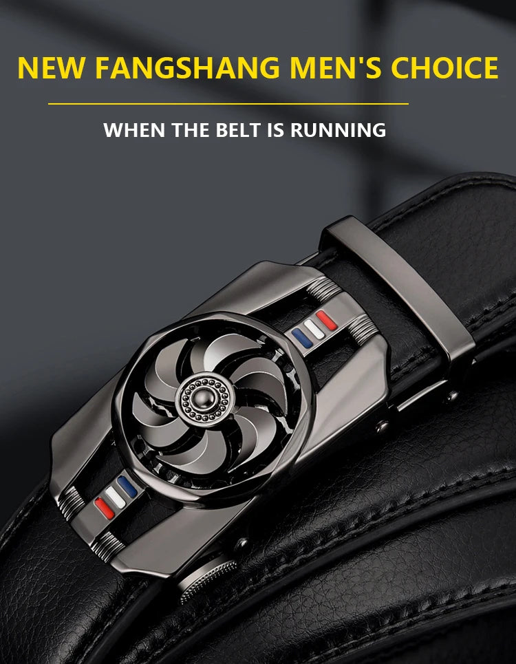 Mens Belt Material Metal Rotatable Buckle  Leather Belt High Quality Men Business Belt Golden Waist Buckle Rhinestone De