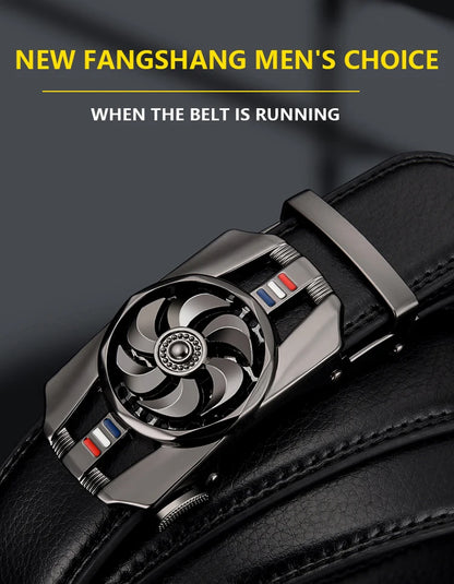 Mens Belt Material Metal Rotatable Buckle  Leather Belt High Quality Men Business Belt Golden Waist Buckle Rhinestone De