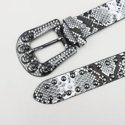 Pyramid Fashion Rivet Belt Snake Cat Paw Skull  Men&Women's Studded Belt Punk Rock With Pin Buckle Drop Shipping Black