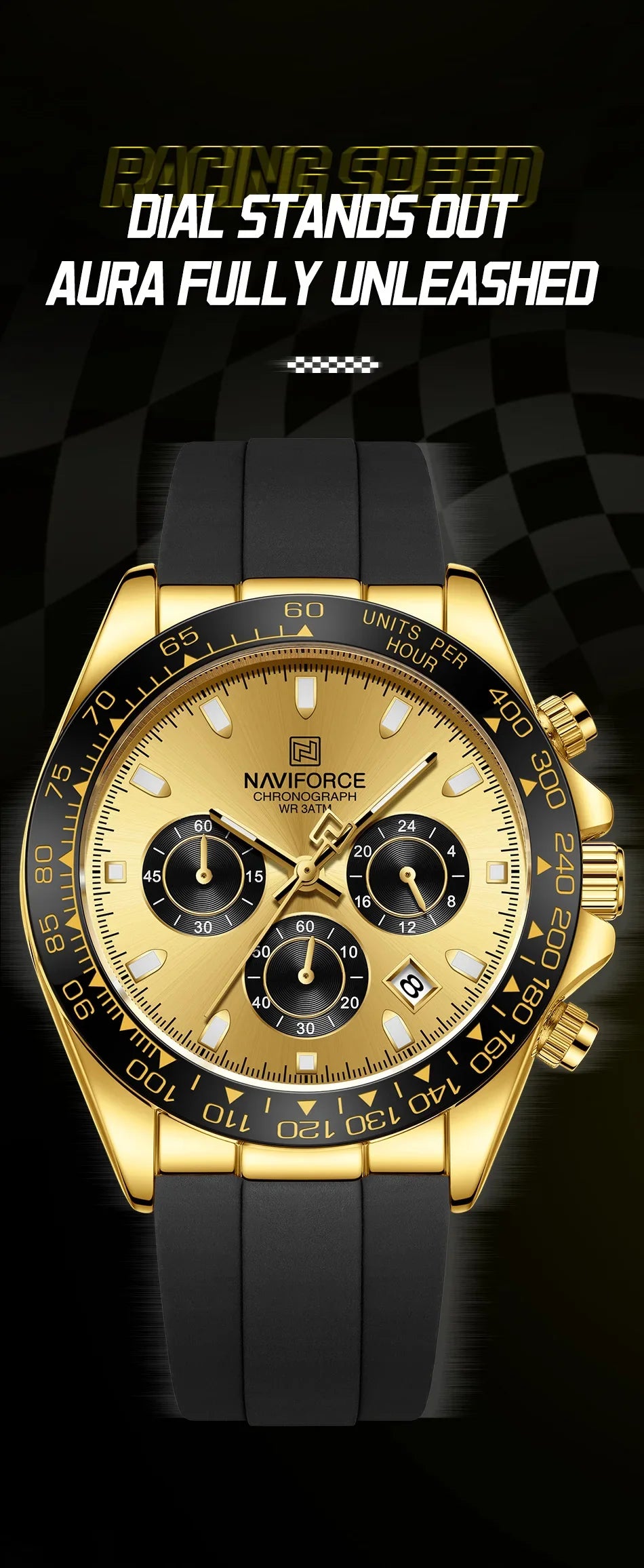 NAVIFORCE 2026 New Luxury Fashion Men‘s Business Casual Wrist Watch Waterproof Chronograph Silicone Strap Wristwatch Gifts Clock