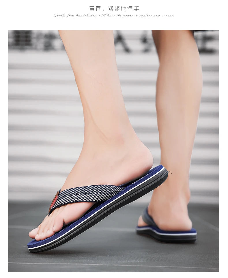 Men's Cotton Slippers Comfortable Breathable Home Footwear Soft Slip On Summer Sandals