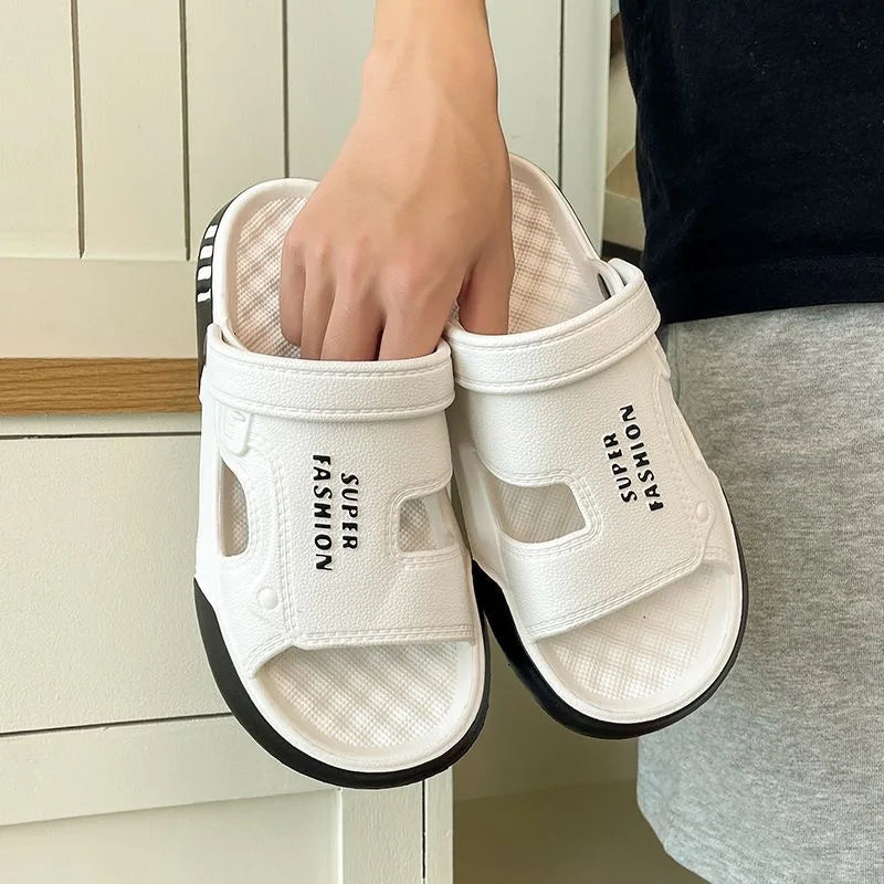 2026 Summer Outdoor Waterproof Slippers Men Eva Soft Lightweight Platform Beach Sandles Male Thick Sole Non Slip Fishing Slides