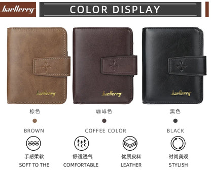 New Business Men Wallets Zipper Card Holder High Quality Male Purse New PU Leather Vintage Coin Holder Men Wallets