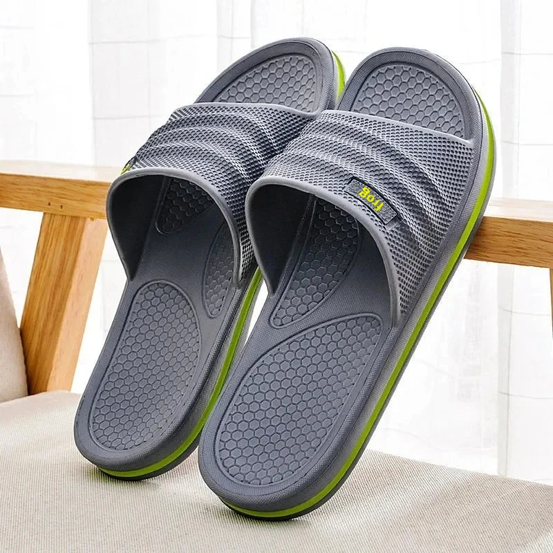 Summer men's slippers with EVA soft sole suitable for comfortable living rooms, bathrooms, and cool sandy beaches