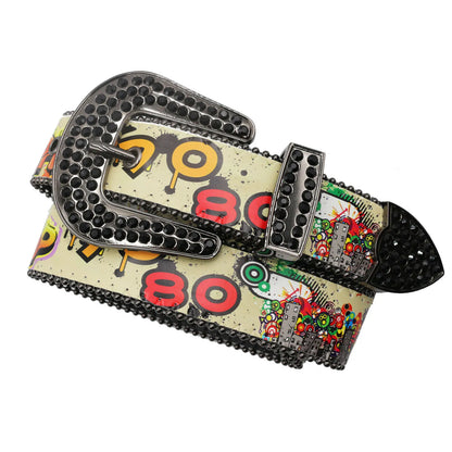 Hip hop Diamond Wide Colour Belt Fashion Rhinestone Vintage Buckle Belt Y2K BB bek Belt