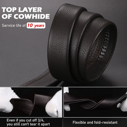 Premium Top Layer Cowhide Men'S Belt - Soft, Durable & Stylish With Automatic Alloy Buckle For Business Wear