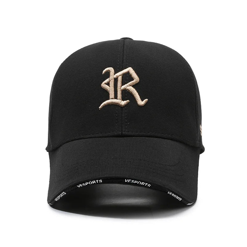 Fashionable letter R embroidered baseball cap for men and women, hip-hop trend for spring, summer, autumn, outdoor adjustable ca
