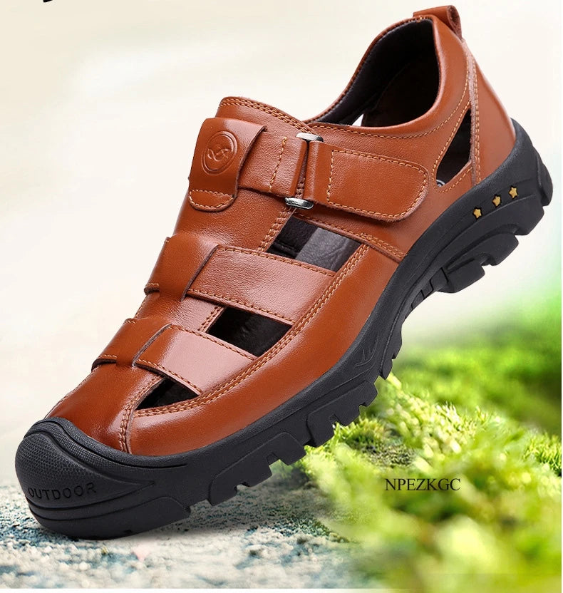 Classic High Quality Cow Leather Sandals Summer Outdoor Handmade Men Sandals Fashion Comfortable Men Beach Leather Shoes