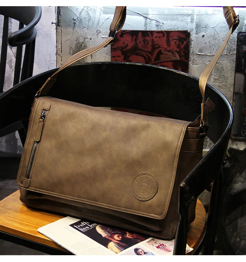 Retro Crossbody Bag Men Large Capacity Messenger Bag Flap Satchels Vintage Design Men's Crossbody Shoulder Bags Male Sling Pack