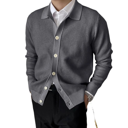Mens Cardigan Sweater Long Sleeve Button Down Casual Collared Slim Fit Knit Sweater