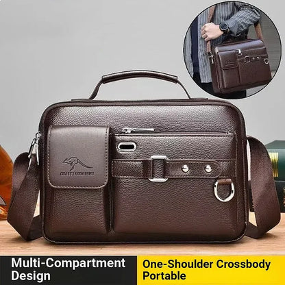 Men's Retro Messenger Bag Waterproof Large Capacity Laptop Briefcase for Office Travel School
