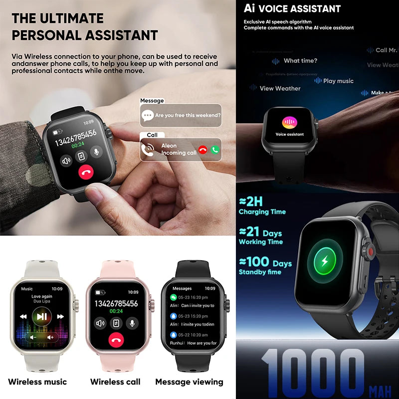 2025New For XIAOMI IOS Watch Ultra2 Smart Watches Women 1000mAh 1.85" AMOLED Full Touch Screen BT Call Ladies Fashion Smartwatch