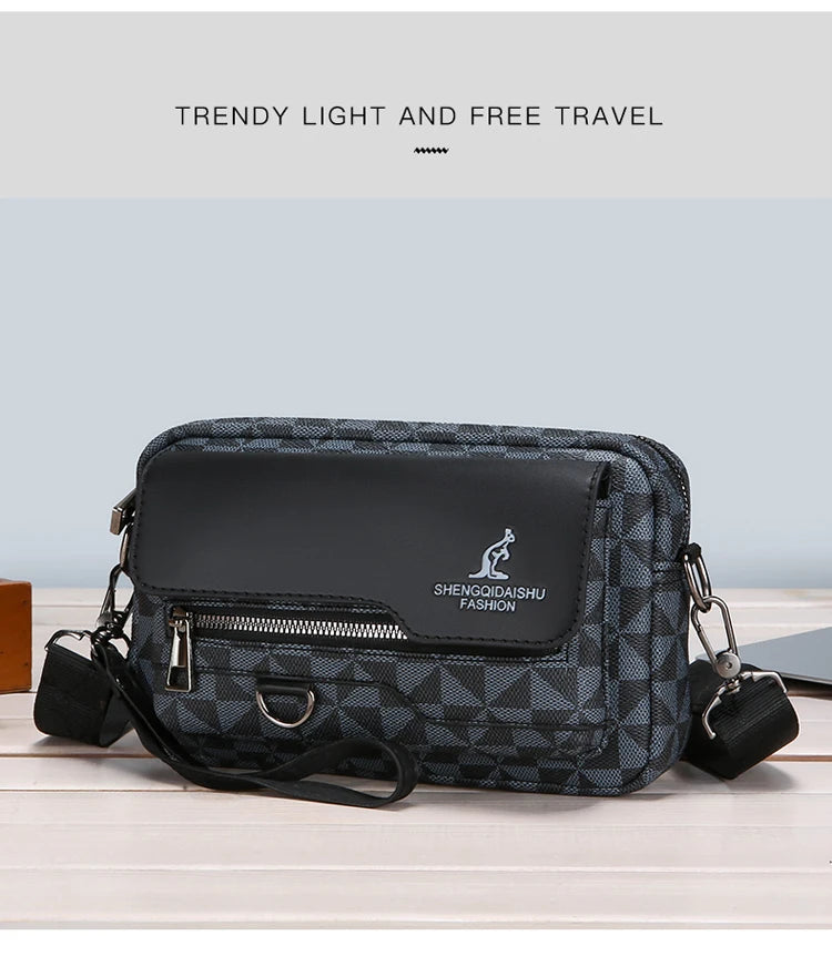 Business Men's Clutch Bags High Quality PU Leather Man's Small Shoulder Bag Multi-Functional Men Handbag Bag With Waist Strap