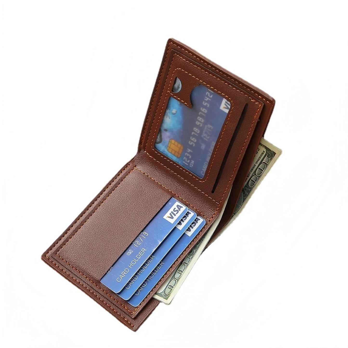 New Men's Short Frosted Leather Wallet Multi-Slot Coin Pocket Photo Holder Small Men's Wallet