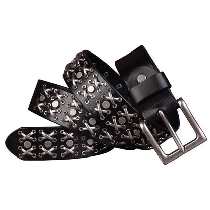 Studded Heavy Metal Style Belt Handmade Genuine Leather Punk Rock Style Men's Belt Cowhide Retro Tactical belt Jeans Belt