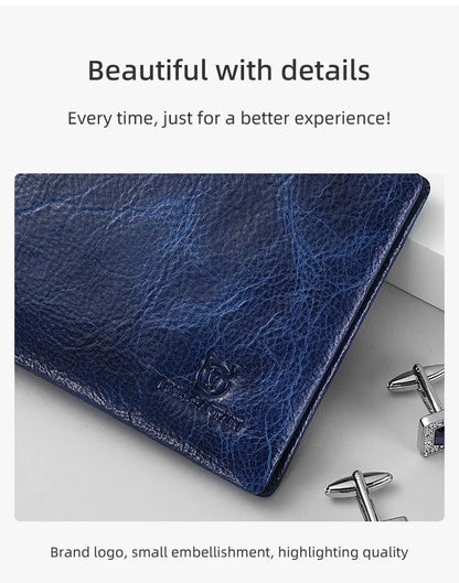 BULLCAPTAIN New Men's Leather Wallet RFID Function Fashion Business Multi-Card Men's Wallet Clip QB026