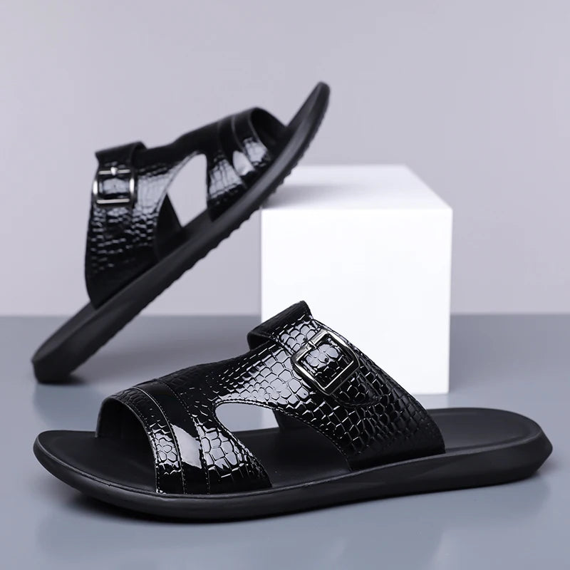 Plus Size 38-48 Hot-selling Men Slippers Sole Open Toe Beach Slides All-match Man Flip Flops Versatile Half Flats Sandals Slides