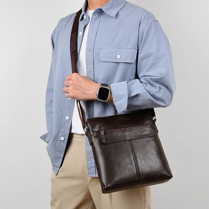 Men's Business Casual Backpack, Single-Shoulder Crossbody Pu Leather Briefcase, Multi-Compartment Large Capacity