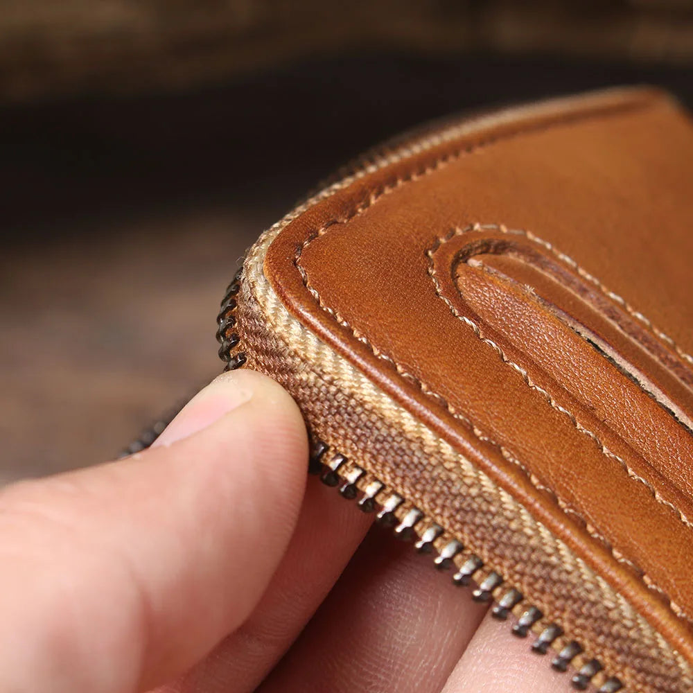 S.WORKER Full Grain Leather Long Wallet Men's Clutch Bag Genuine Leather Classic Purse Card Holder For Men