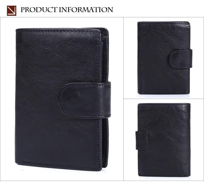 New Men Wallet Cowhide Genuine Leather Wallets Coin Purse Clutch Hasp Open Top Quality Retro Short Wallet Multi Cards Slots