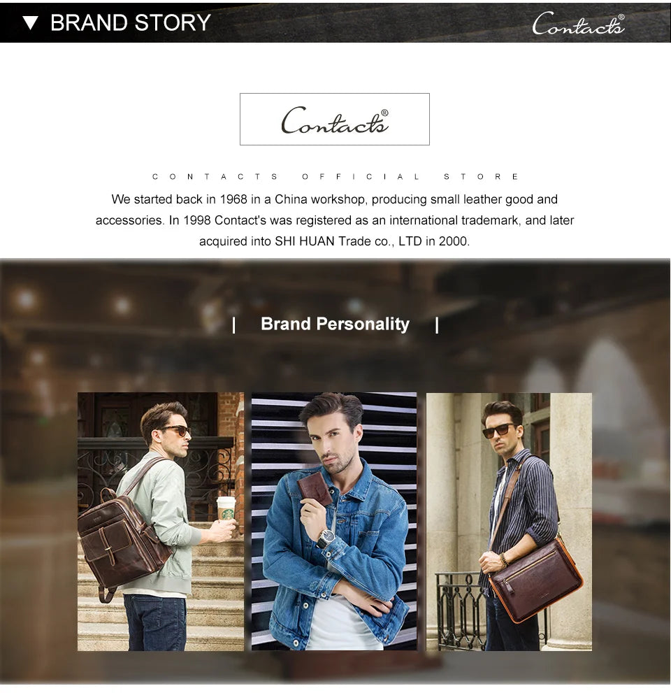 CONTACT'S Men Clutch Wallet Genuine Leather Long Wallet Hasp Card Holder Vintage Male Zipper Coin Purse Money Clip Women Purse