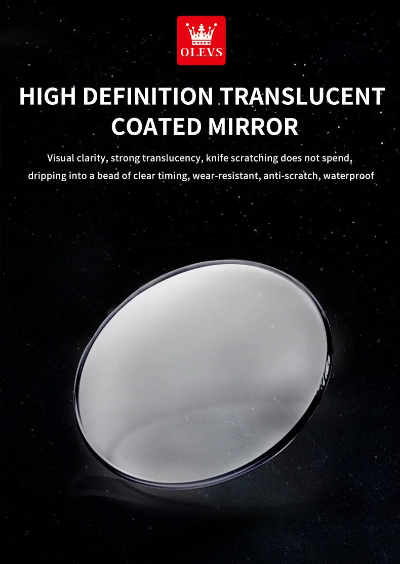 OLEVS 3653 Original Mens Quartz Watch NEW Four Functional Small Dials Chronograph 24-hour Moon Phase Stainless Steel Waterproof Man Wristwatch