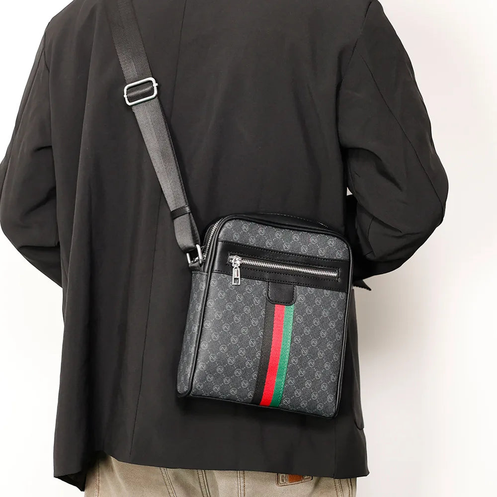 Luxury Design Men's Crossbody Bags Fashion Plaid Letter Printed Crossbody Bag Men Square Shoulder Bag Male Sling Messenger Bag