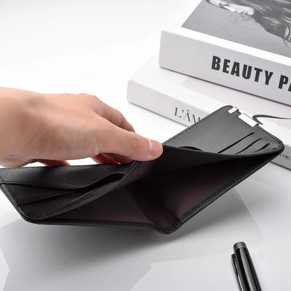 Cartoon Printed PU Leather Men's Wallet with Multiple Card Slots Slim Funny Expression Design Fashionable Compact Wallet
