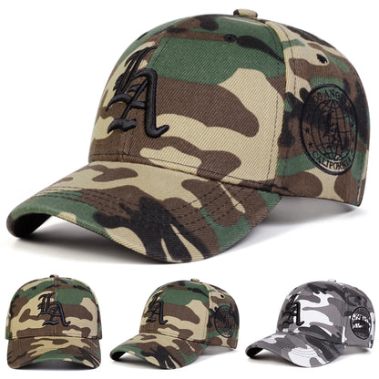 Unisex Gothic LA Embroidery Camouflage Baseball Caps Spring Autumn Outdoor Adjustable Casual Hats Sunscreen Hat Sports Cap