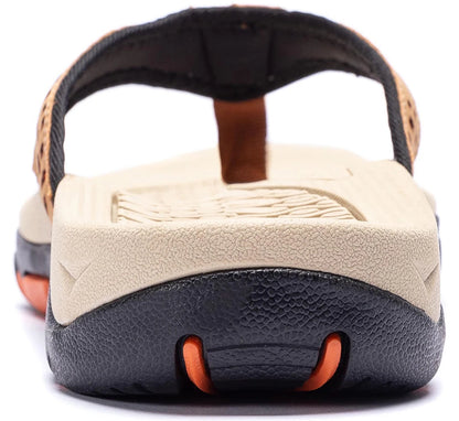 Plus Big Size 49 50 51 52 Mens Flip Flops Slippers PU Leather Beach Shoes TPR Outsoles Hard-Wearing Outdoor Style