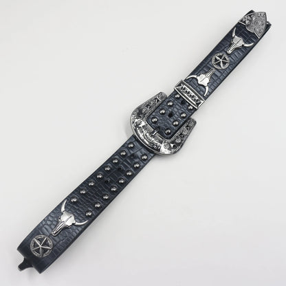 2025 New Bull head  Rivet Belt Metal Pyramid Belt Men and Women Punk Hardware Jeans Belt Y2K Designer  Women's