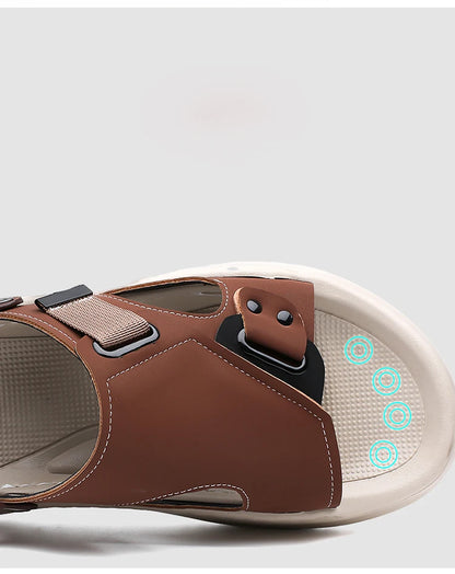 Men's Summer Outdoor Driving Sandals Comfortable Breathable Anti-slip Thick Bottom Two-Way Beach Slippers-WC20253