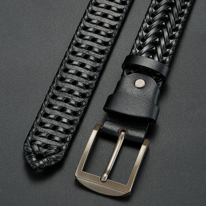 LUCKACE Genuine Leather Casual Men's Belt Trendy Golf Belts Knitted Belt With Alloy Buckle Best Gift Choice for Boyfriend/Husban