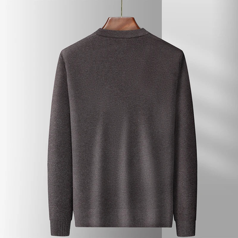 Dad's Sweater Cardigan Jacket Thickened Autumn and Winter Knitted Casual Thick Style Middle-aged and Elderly Men's Top