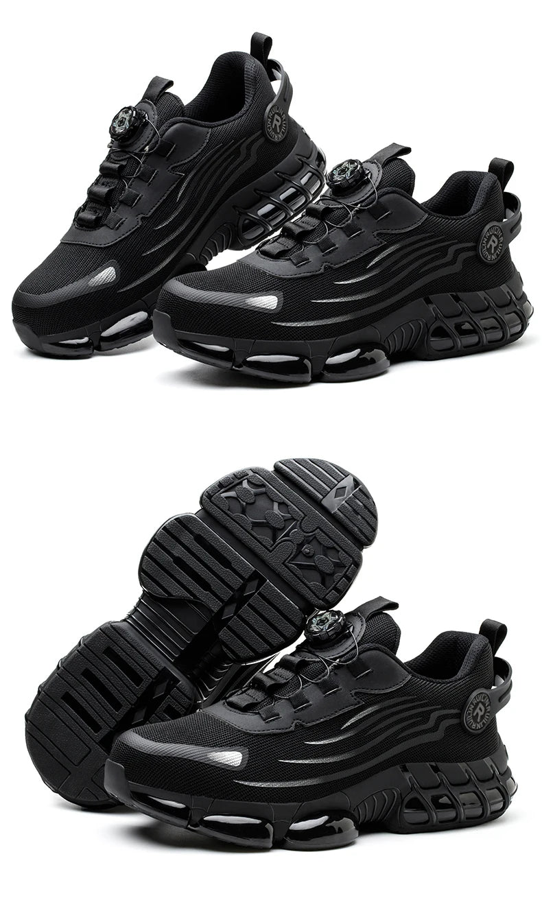 Indestructible Steel Toe Work Shoes for Men Women Rotating Button Safety Shoes Lightweight Construction Work Safety Shoes
