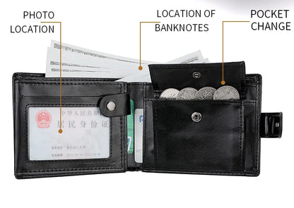 Men's Wallet Large Capacity Multi-Function Short Wallet Multi-slot Zipper Coin ID Credit Card Holder Men's Wallet