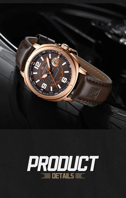 NAVIFORCE  High Quality Male Wristwatch PU Band Calendar Brand Men Quartz Watch Auto Date Display Waterproof Clocks Reloj Hombre