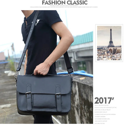 Retro Fashion Messenger Bag Men Luxury PU Leather Crossbody Bags Men Handbag Briefcases Laptop Bag Men Shoulder Messenger Bags