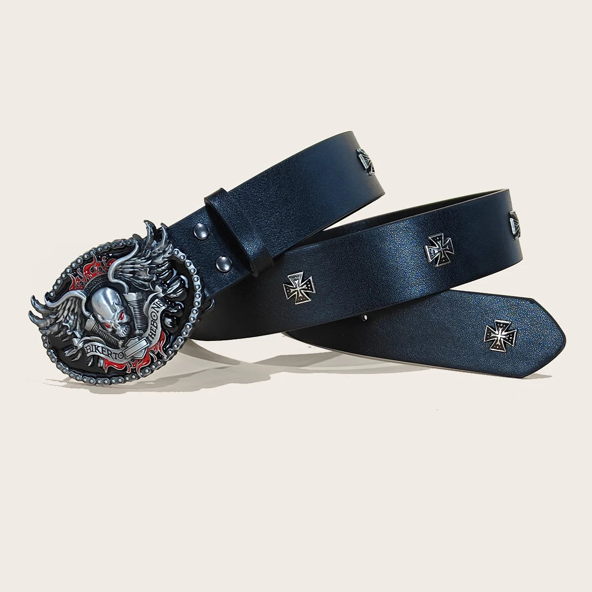 Black Punk Style PU Leather Belt Unisex Gothic Fashion Accessory Cross rivet decoration Y2K rock hip-hop style Jeans Belt Gift
