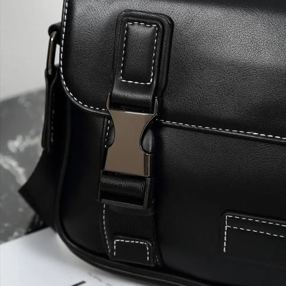 Casual PU Leather Messenger Bag Multi-pocket Design Vintage Shoulder Bag Durable Male Handbags Travel
