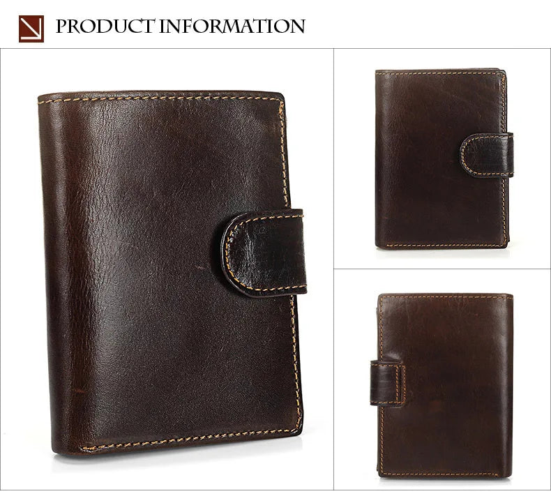 New Men Wallet Cowhide Genuine Leather Wallets Coin Purse Clutch Hasp Open Top Quality Retro Short Wallet Multi Cards Slots