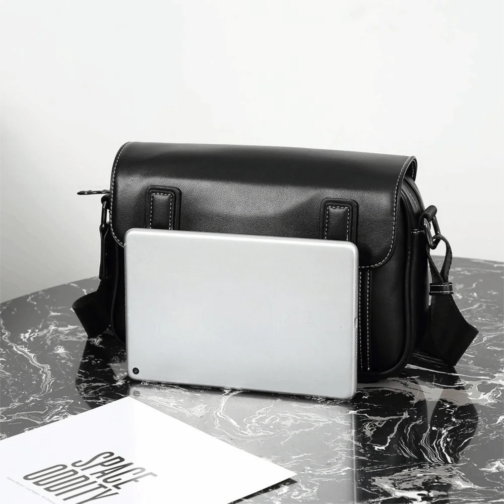 Casual PU Leather Messenger Bag Multi-pocket Design Vintage Shoulder Bag Durable Male Handbags Travel