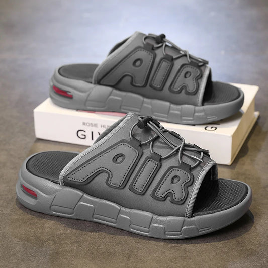2025 New Men's Casual Leather Slippers Designer Antiskid Beach Sandals Fashion Outdoor Lightweight Slippers Comfy Walking Shoes