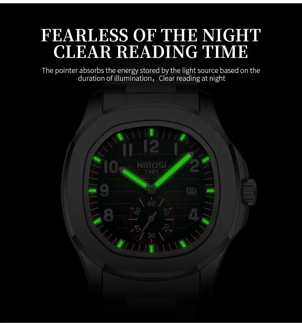 NIBOSI New Mens Watches Top Brand Luxury AQUANAUT Quartz Watches for Men Waterproof Luminous Auto Date Male Watch Reloj Hombre