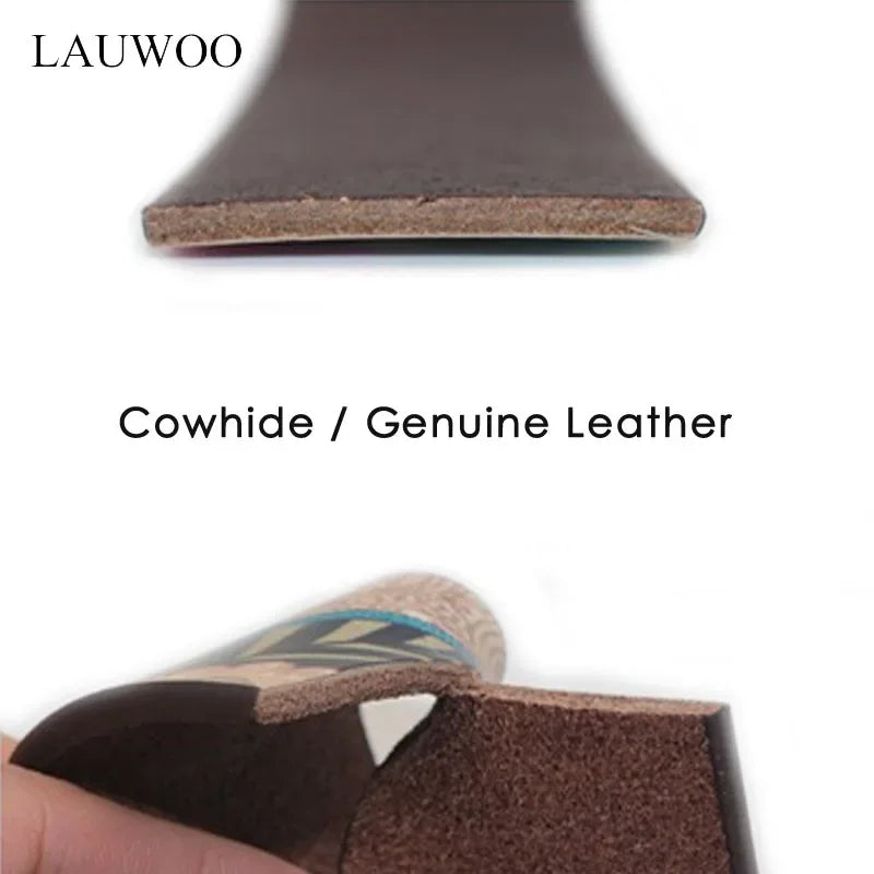 LAUWOO Women Belt Luxury Brand Genuine leather belt for men fashion printed belts  for women Retro Unisex Casual Jeans Belts